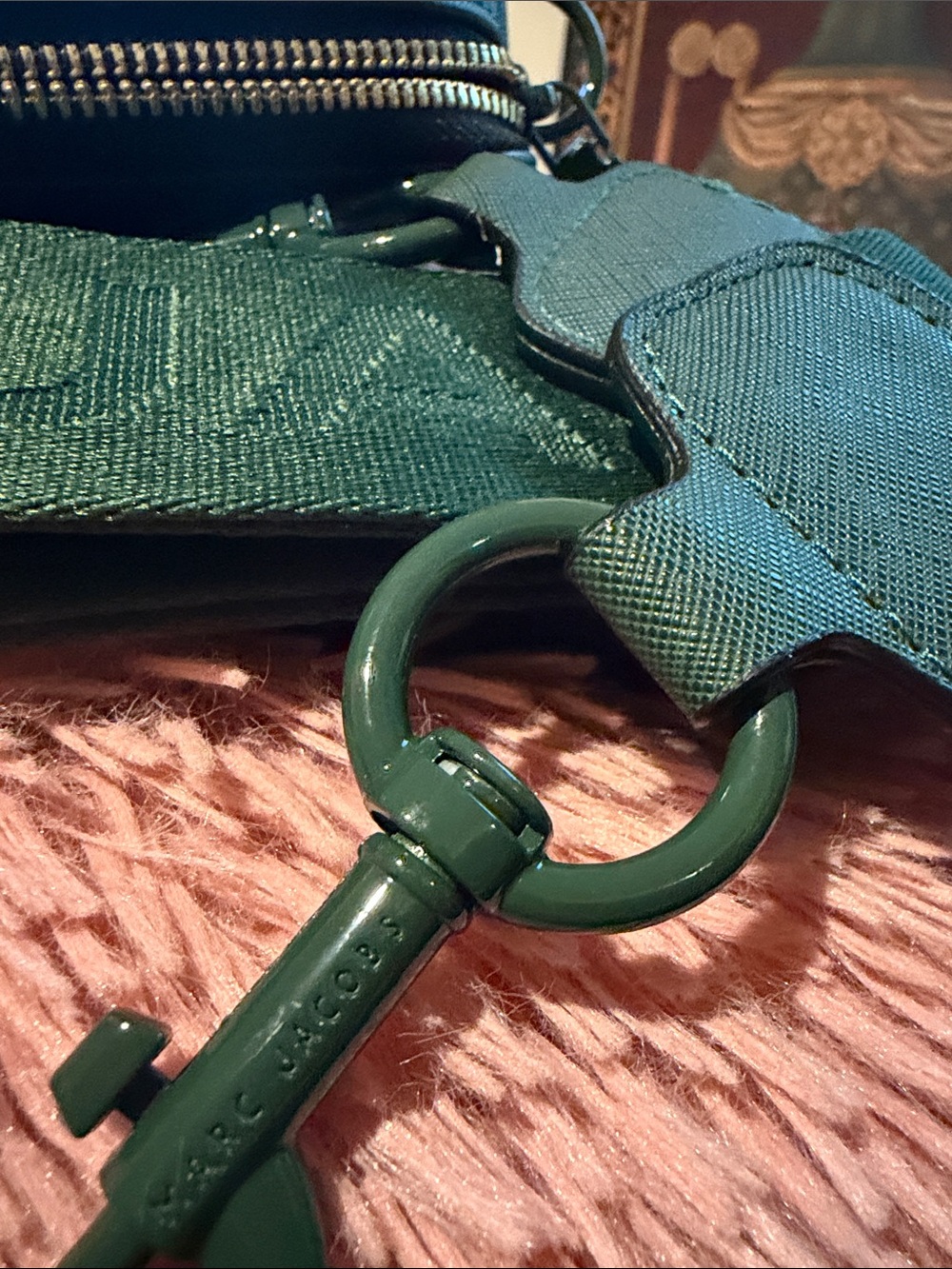 Michael Kors Dark Green Textured mini Crossbody with Removable Strap - Picture 7 of 8